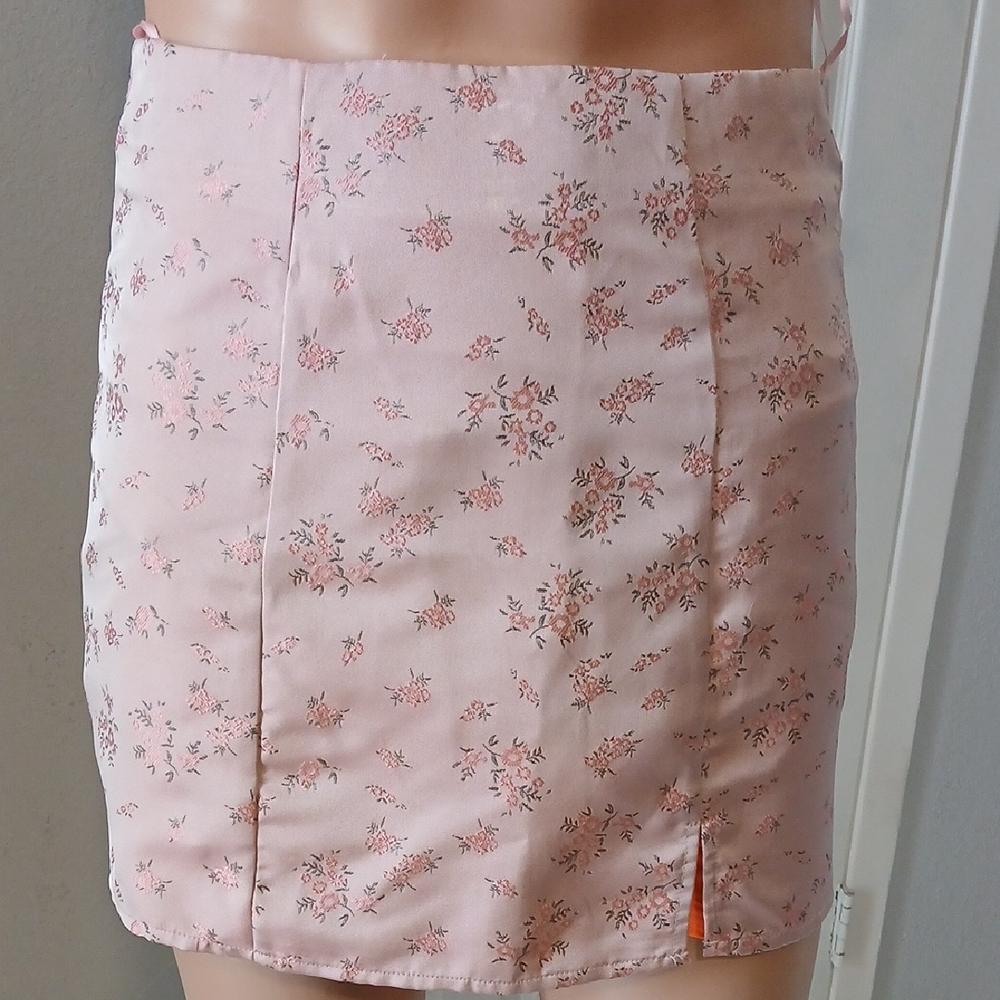 Floral Pink Mini Skirt